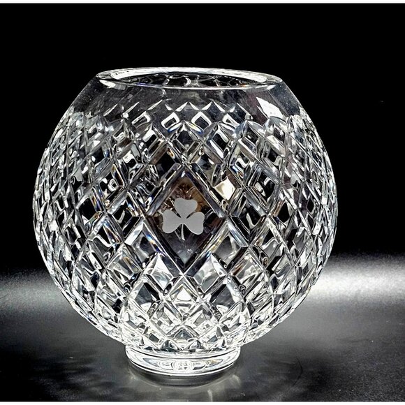 Galway Leah Crystal Rose Bowl Vase 6" Ireland Shamrock Lead Crystal handcut glas - Picture 2 of 13
